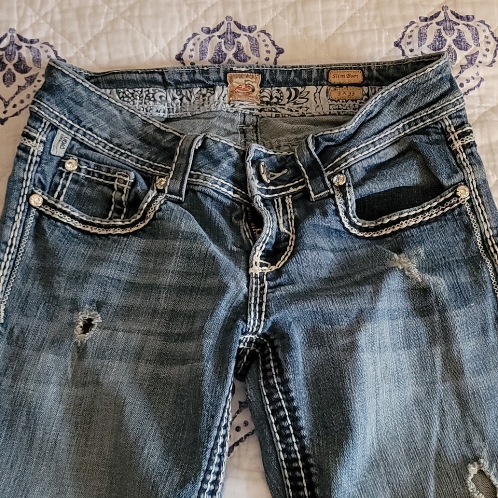 Studio 5 Distressed Jeans Slim Boot Sz 3 - Picture 2 of 9